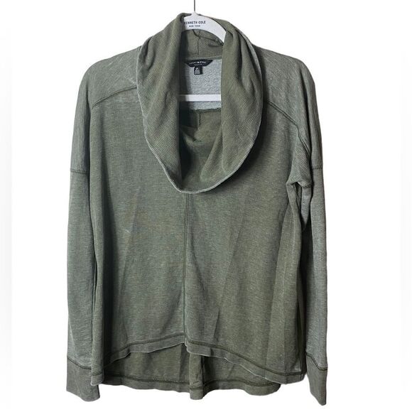 Lucky Brand Wm’s Sz Sm Olive Green Cowl Neck Oversized Relaxed Thermal Shirt - Picture 1 of 4